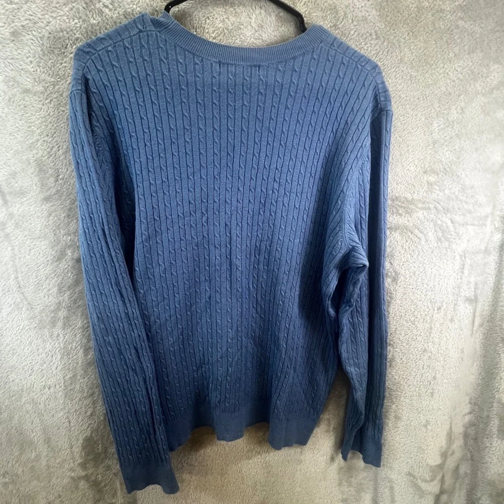 Joe Fresh Womens 2X Blue Cable Knit Crewneck Sweater Coastal‎ Textured